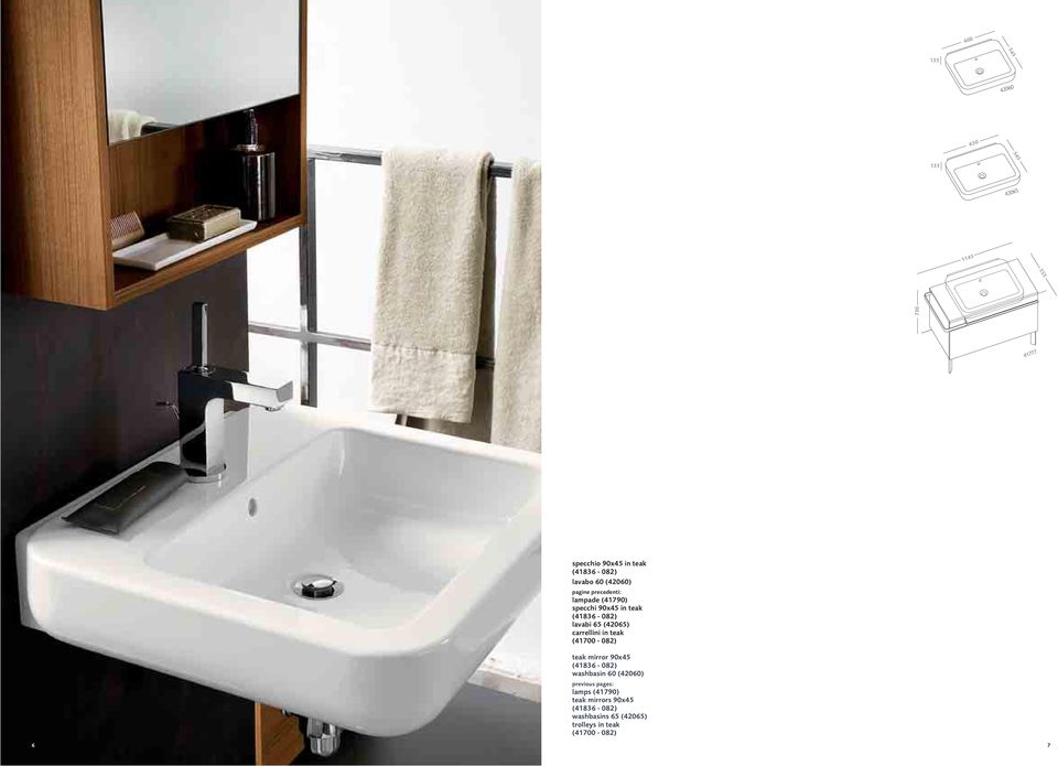 carrellini in teak (41700-082) teak mirror 90x45 (41836-082) washbasin 60 (42060) previous pages: