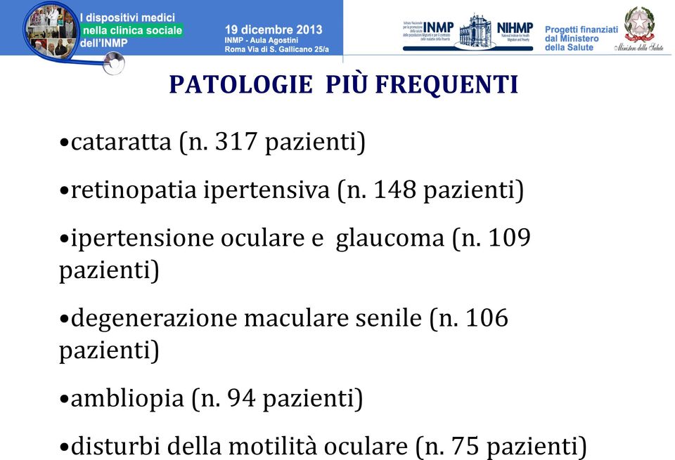 148 pazienti) ipertensione oculare e glaucoma (n.