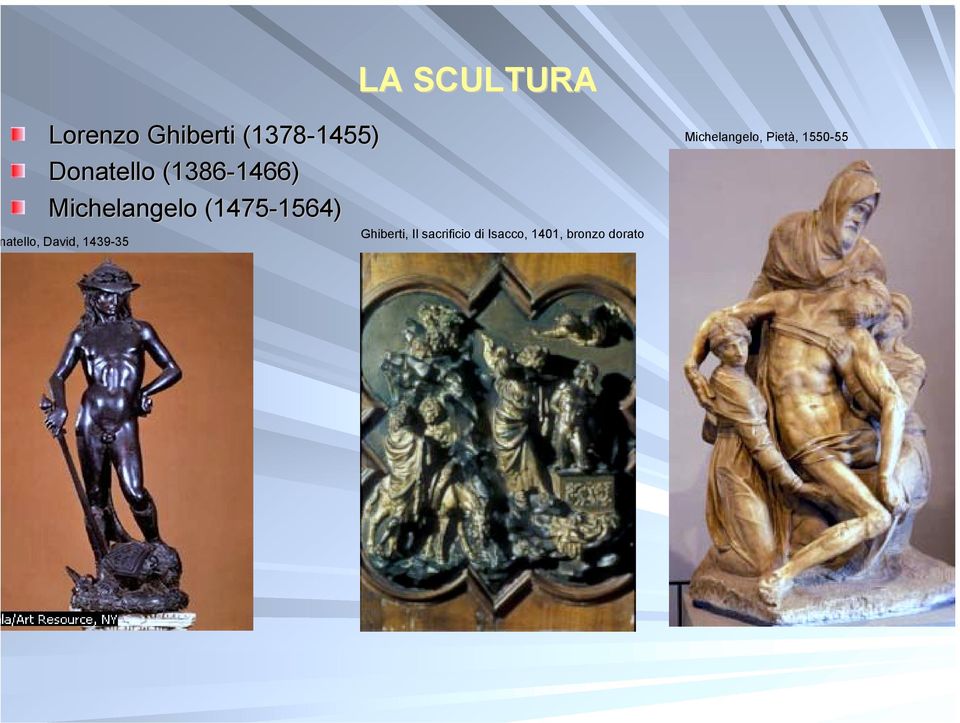 1564) atello, David, 1439-35 Ghiberti, Il sacrificio
