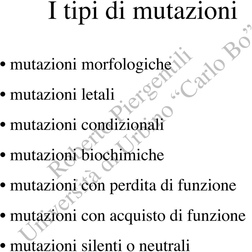 biochimiche mutazioni con perdita di funzione