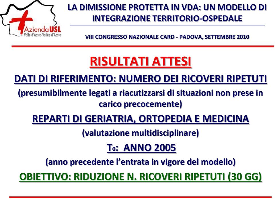 GERIATRIA, ORTOPEDIA E MEDICINA (valutazione multidisciplinare) T0: ANNO 2005 (anno