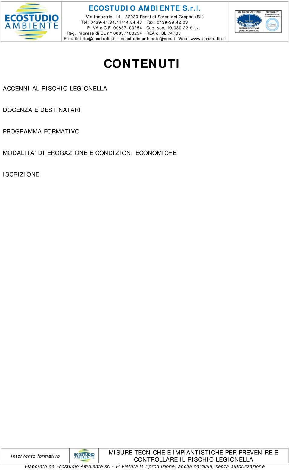 PROGRAMMA FORMATIVO MODALITA DI