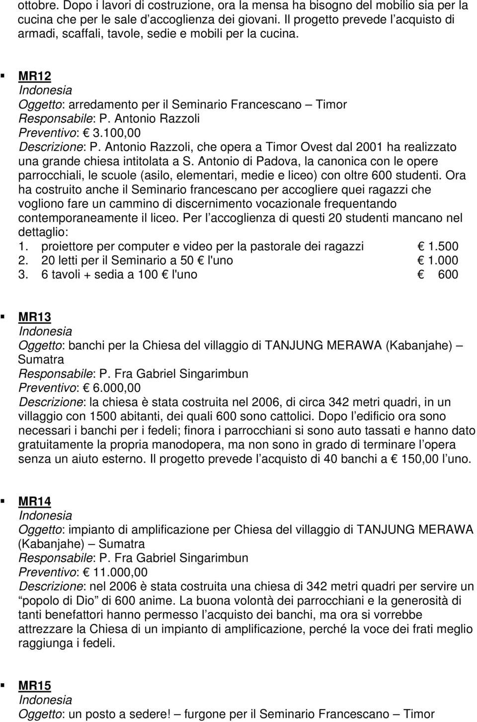 100,00 Descrizione: P. Antonio Razzoli, che opera a Timor Ovest dal 2001 ha realizzato una grande chiesa intitolata a S.