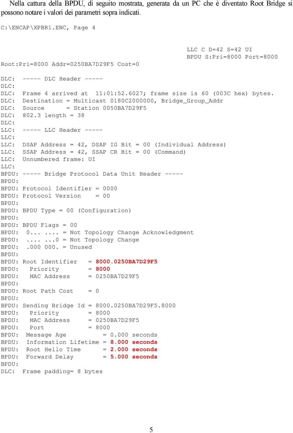 Destination = Multicast 0180C2000000, Bridge_Group_Addr Source = Station 0050BA7D29F5 802.