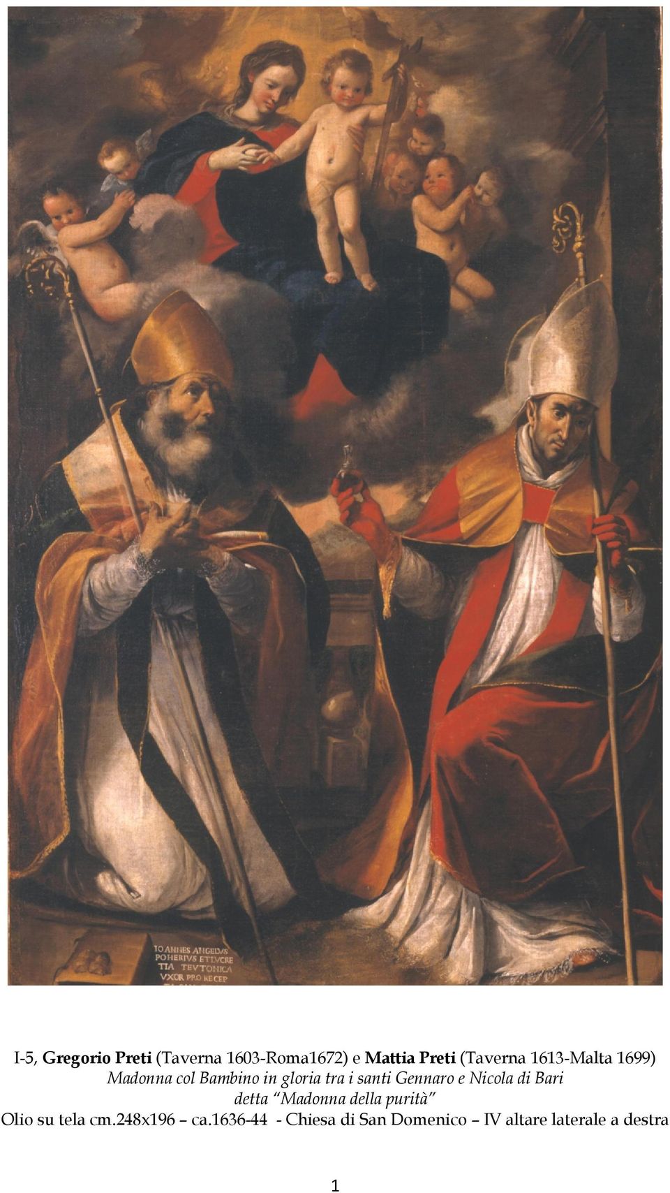 santi Gennaro e Nicola di Bari detta Madonna della purità Olio su