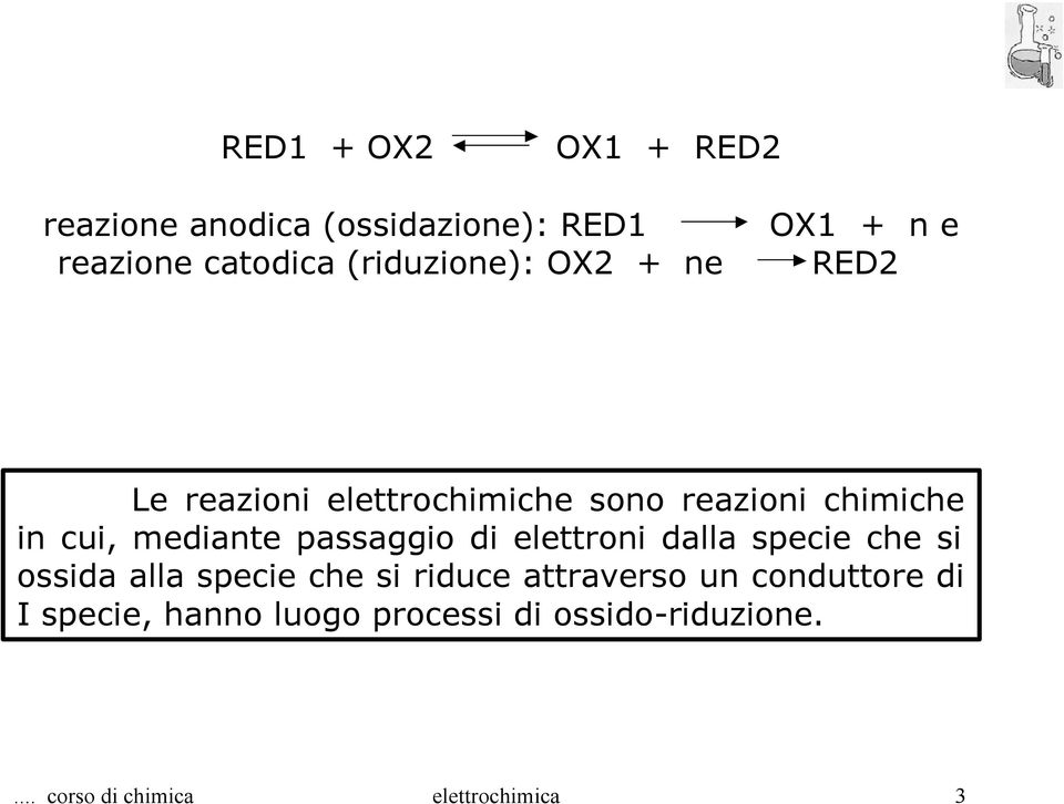 passaggio di elettroni dalla specie che si ossida alla specie che si riduce attraverso un