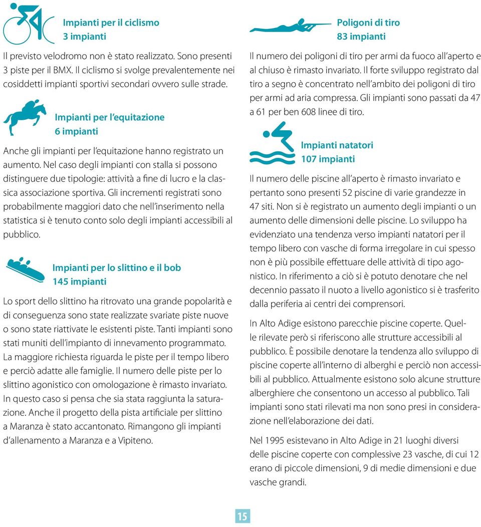 Impianti per l equitazione 6 impianti Anche gli impianti per l equitazione hanno registrato un aumento.