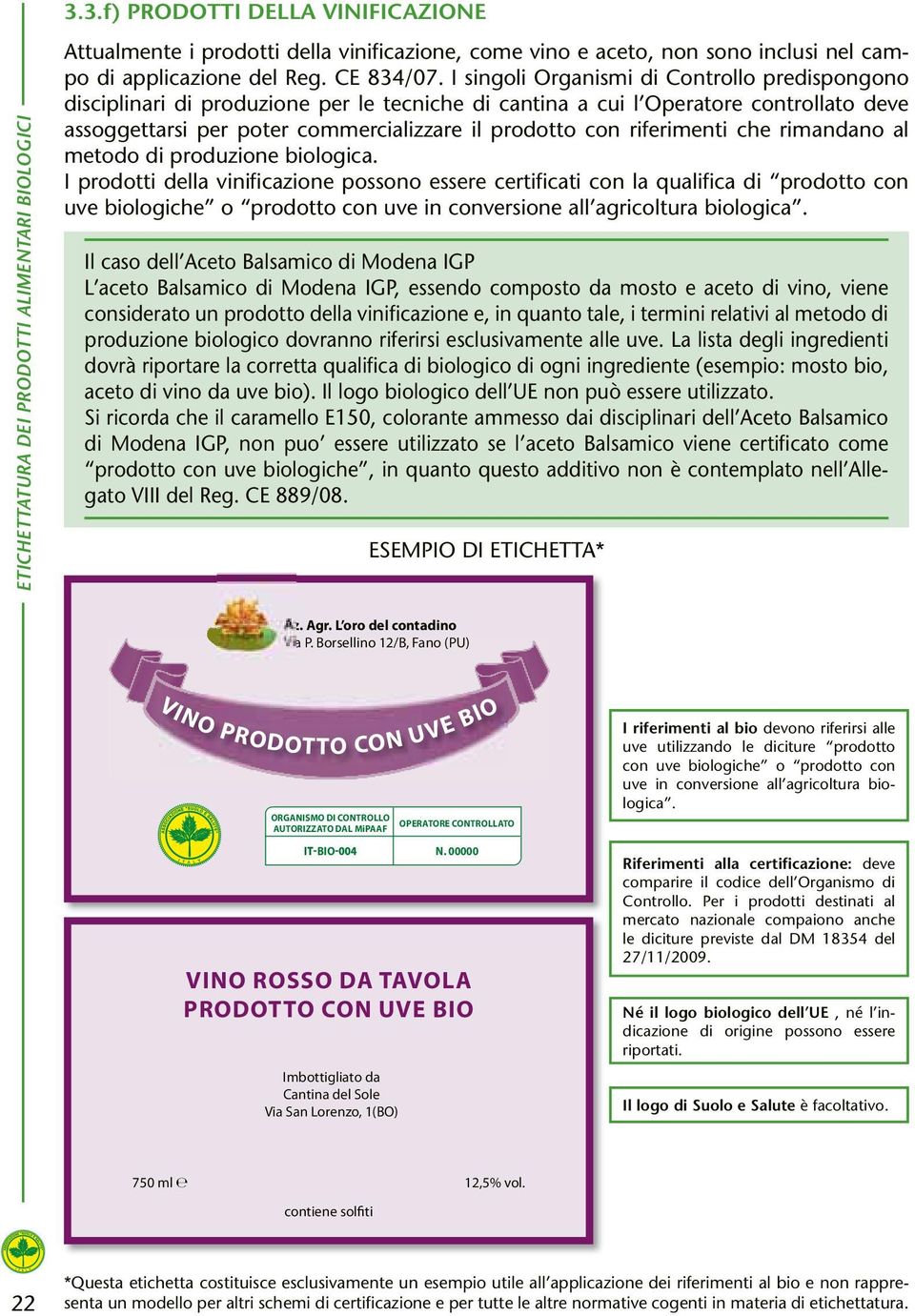 riferimenti che rimandano al metodo di produzione biologica.