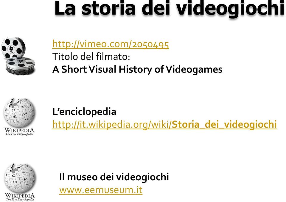 History of Videogames L enciclopedia http://it.