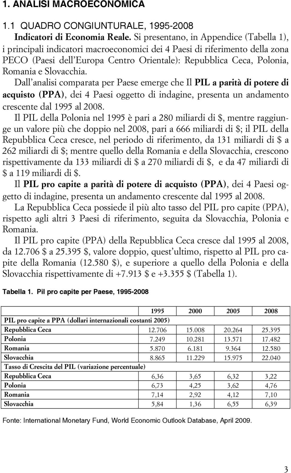 Slovacchia. Dall analisi comparata per Paese emerge che Il PIL a parità di potere di acquisto (PPA), dei 4 Paesi oggetto di indagine, presenta un andamento crescente dal 1995 al 2008.