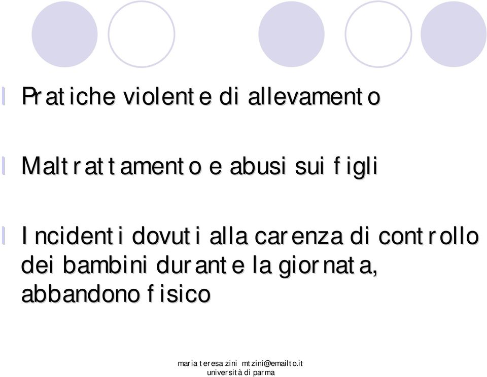 Incidenti dovuti alla carenza di