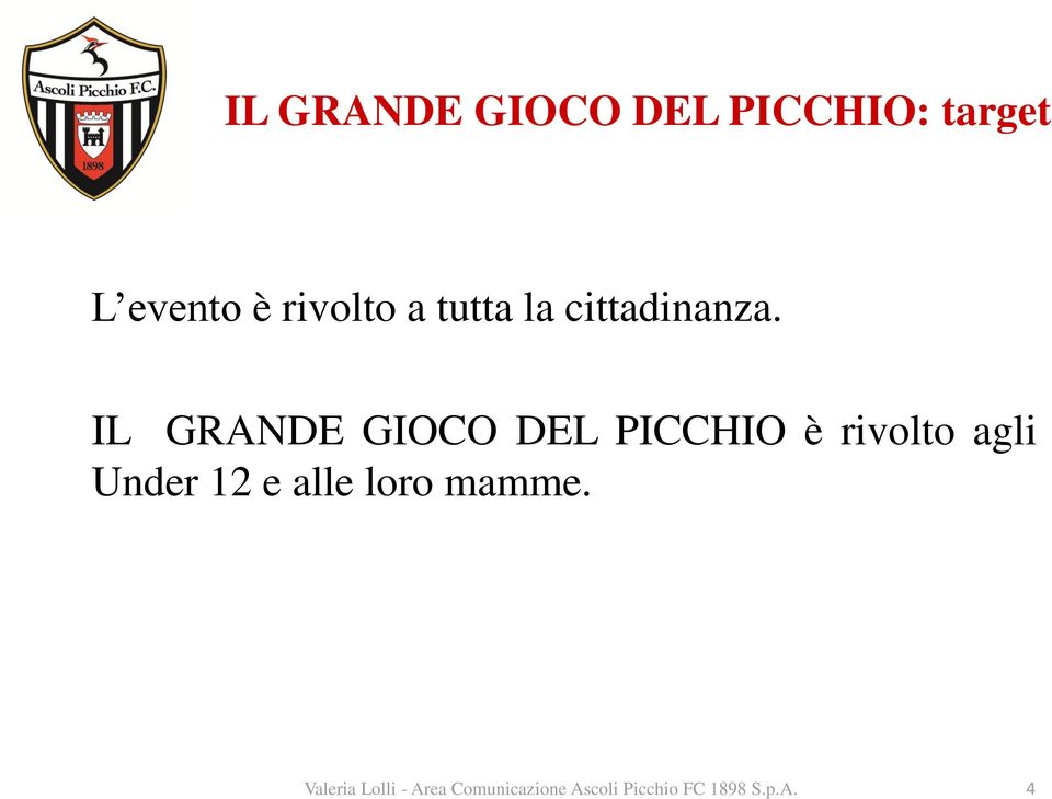 IL GRANDE GIOCO DEL PICCHIO è rivolto agli Under 12 e