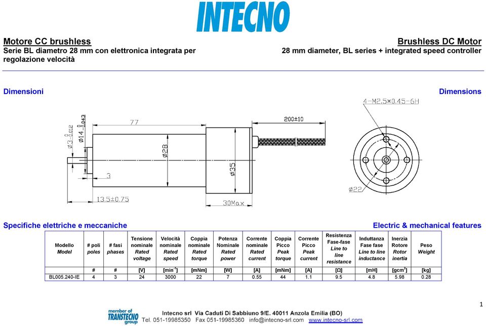 power Corrente current Corrente current Resistenza Fase-fase Line to line resistance Induttanza Fase fase Line to line inductance Electric & mechanical