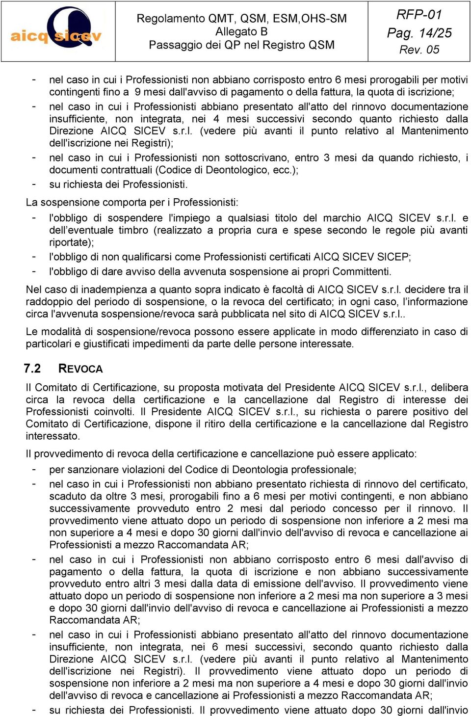 (vedere più avanti il punto relativo al Mantenimento dell'iscrizione nei Registri); - nel caso in cui i Professionisti non sottoscrivano, entro 3 mesi da quando richiesto, i documenti contrattuali