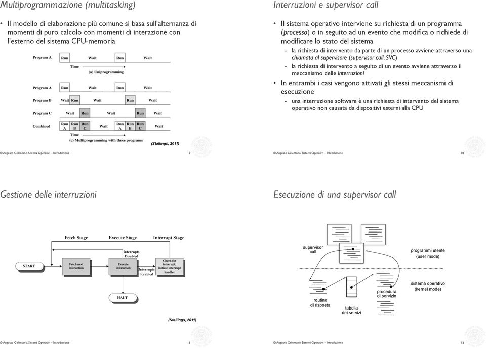 intervento da parte di un processo avviene attraverso una chiamata al supervisore (supervisor call, SVC) - la richiesta di intervento a seguito di un evento avviene attraverso il meccanismo delle