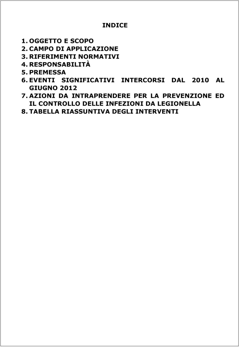 EVENTI SIGNIFICATIVI INTECOSI DAL 2010 AL GIUGNO 2012 7.