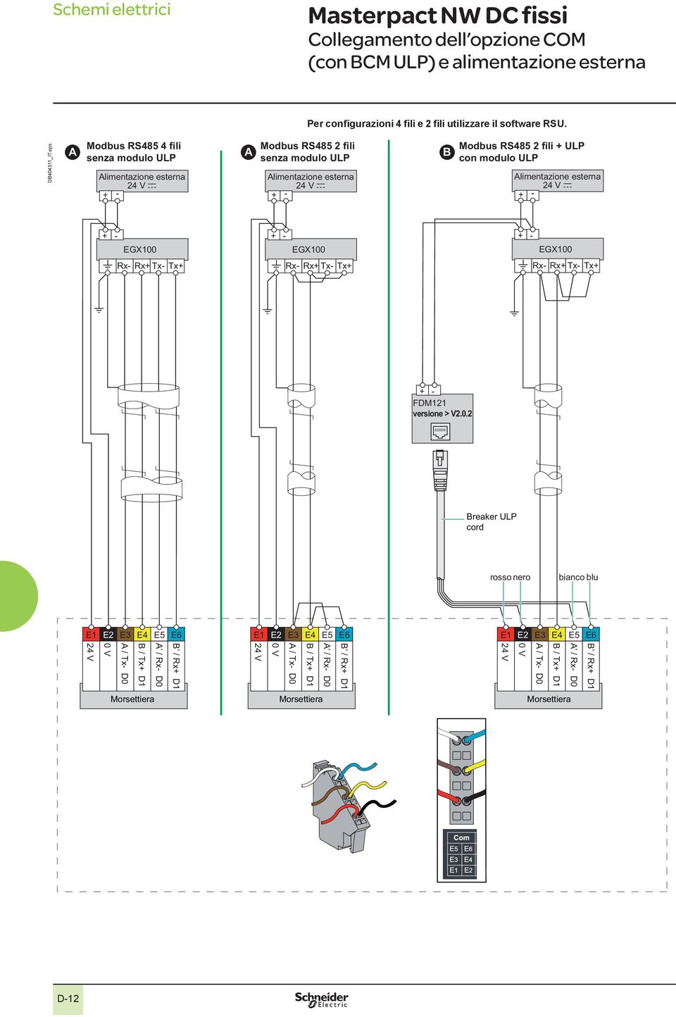 eps A Mdbus RS485 4 fili senza mdul ULP Alimentazine esterna c + - A Mdbus RS485 2 fili senza mdul ULP Alimentazine esterna c + - B Mdbus RS485 2 fili + ULP cn mdul