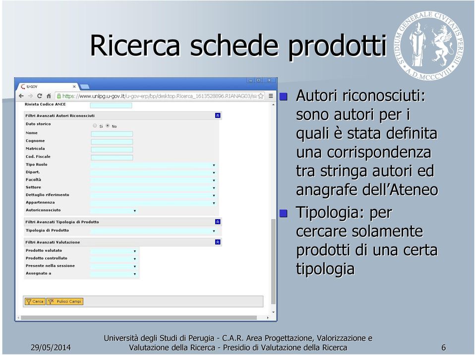 dell Ateneo Tipologia: per cercare solamente prodotti di una certa