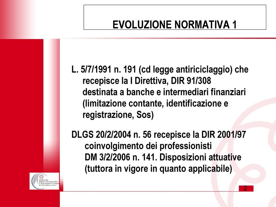 intermediari finanziari (limitazione contante, identificazione e registrazione, Sos) DLGS