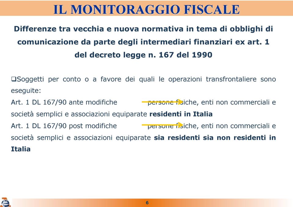 1 DL 167/90 ante modifiche persone fisiche, enti non commerciali e società semplici e associazioni equiparate residenti in Italia Art.