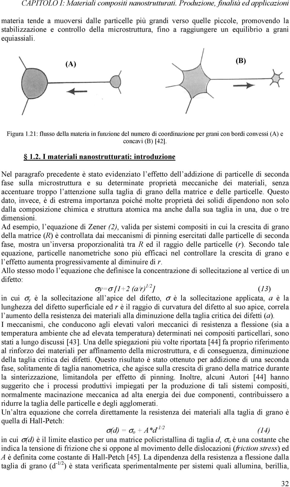 : flusso della materia in funzione del numero di coordinazione per grani con bordi convessi (A) e concavi (B) [42]