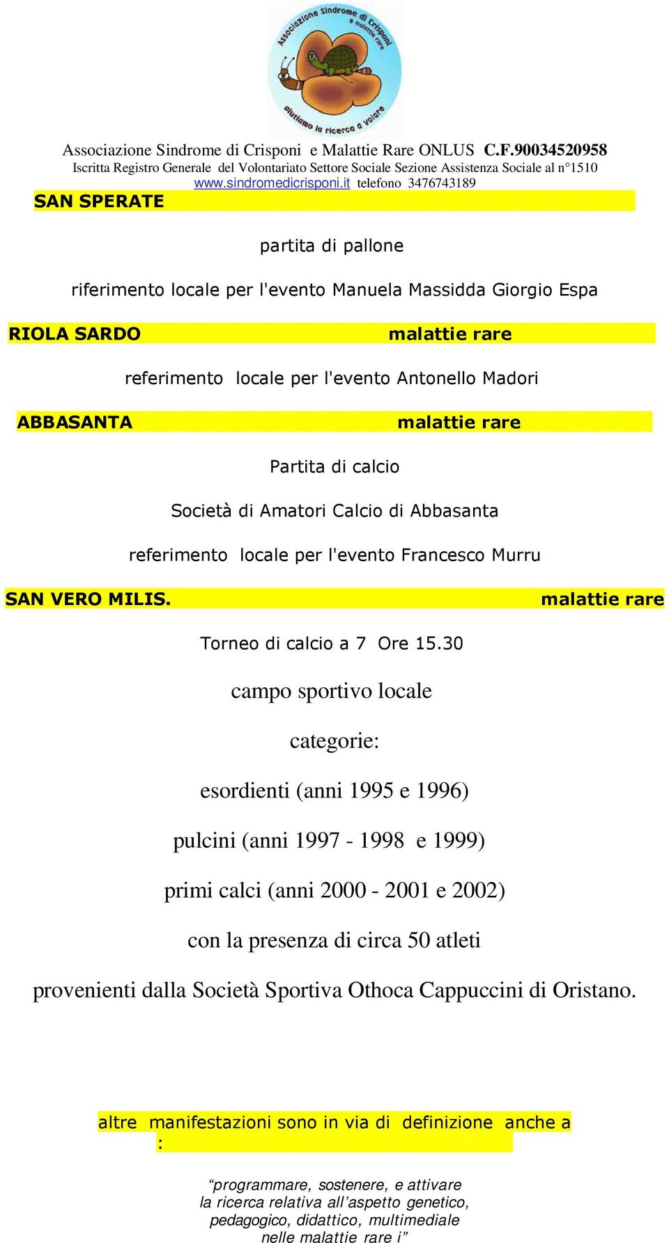 Torneo di calcio a 7 Ore 15.