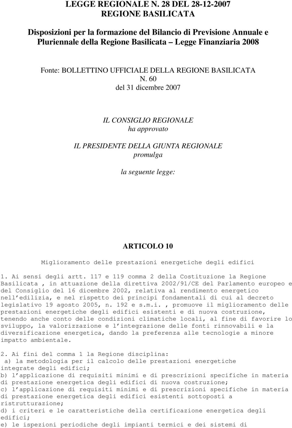 REGIONE BASILICATA N.