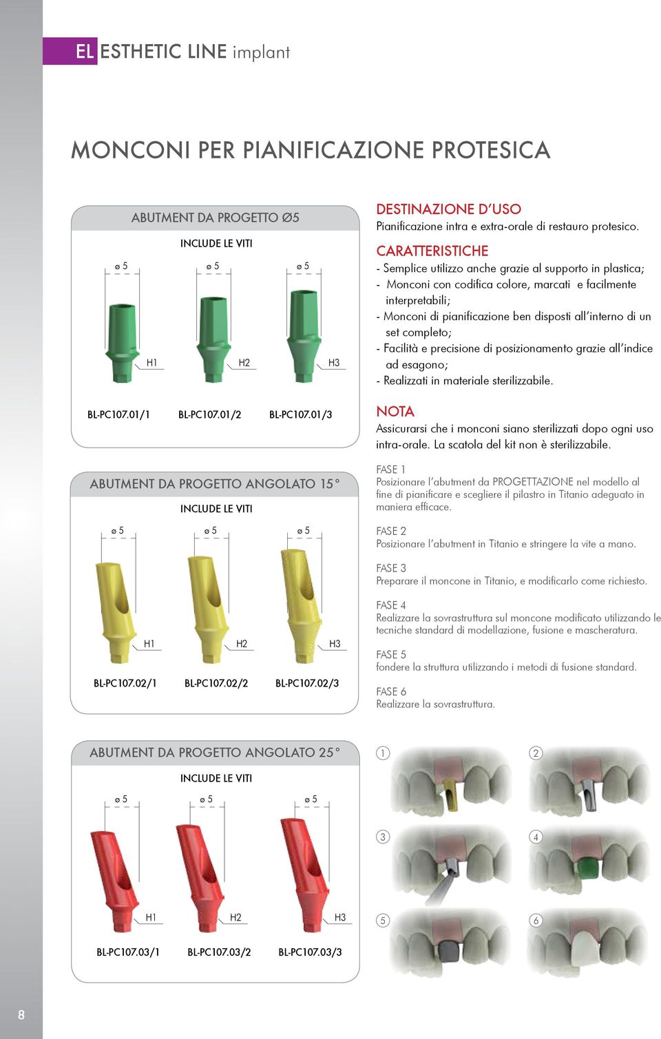 un set completo; - Facilità e precisione di posizionamento grazie all indice ad esagono; - Realizzati in materiale sterilizzabile. BL-PC107.01/1 BL-PC107.01/2 BL-PC107.