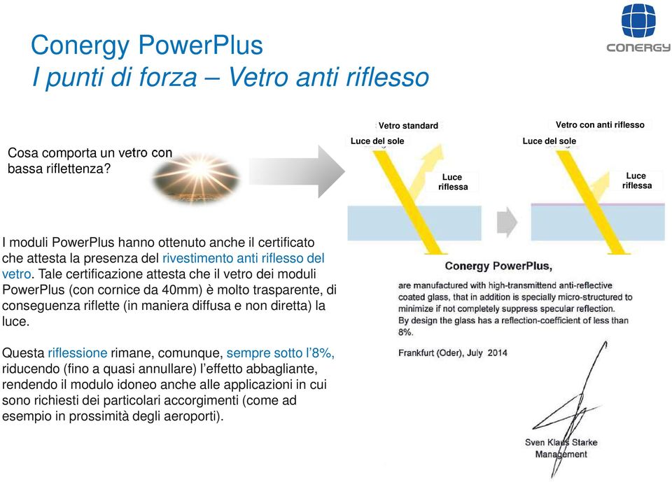 rivestimento anti riflesso del vetro.