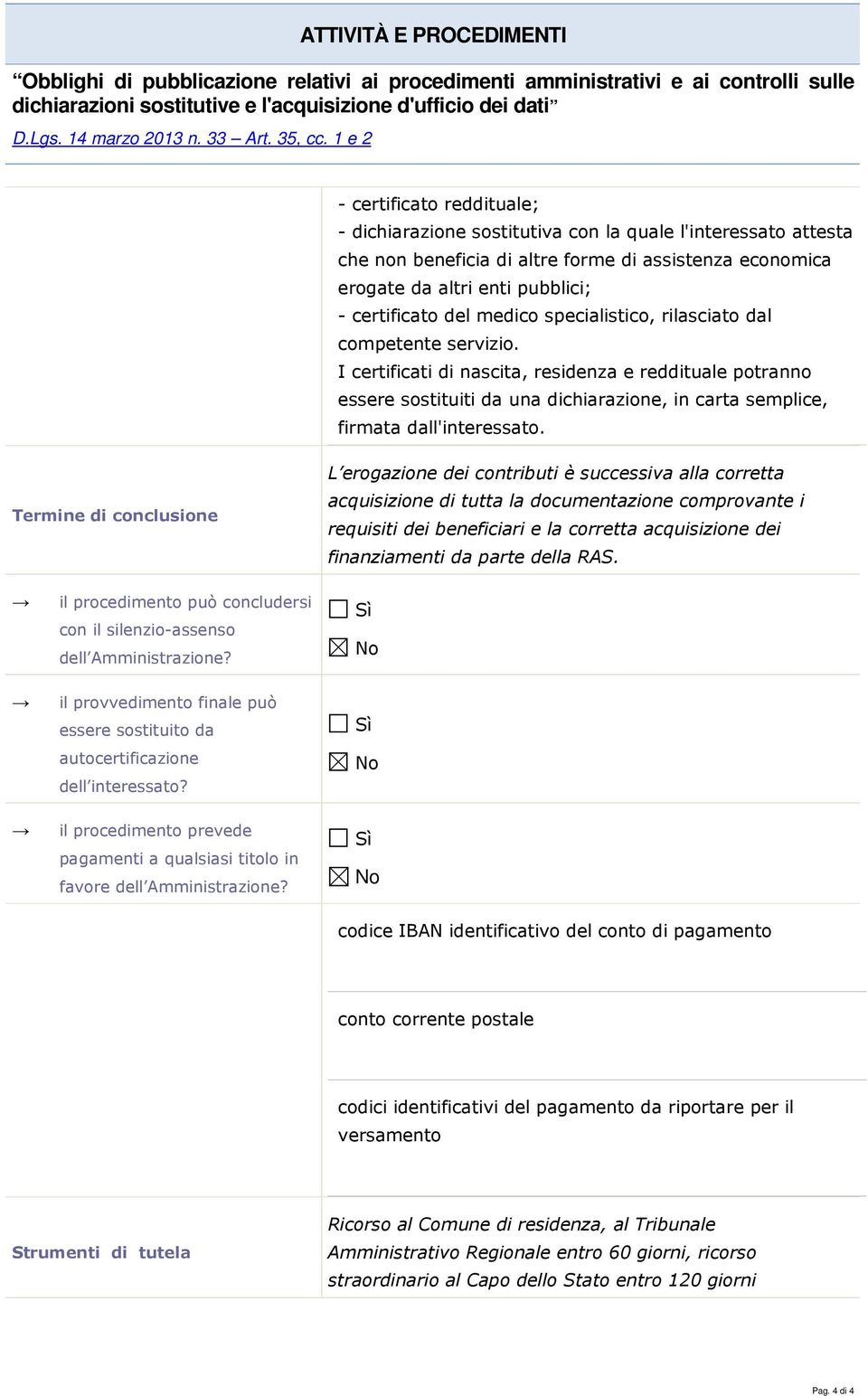 Termine di conclusione L erogazione dei contributi è successiva alla corretta acquisizione di tutta la documentazione comprovante i requisiti dei beneficiari e la corretta acquisizione dei