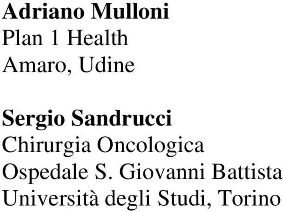 Chirurgia Oncologica Ospedale S.