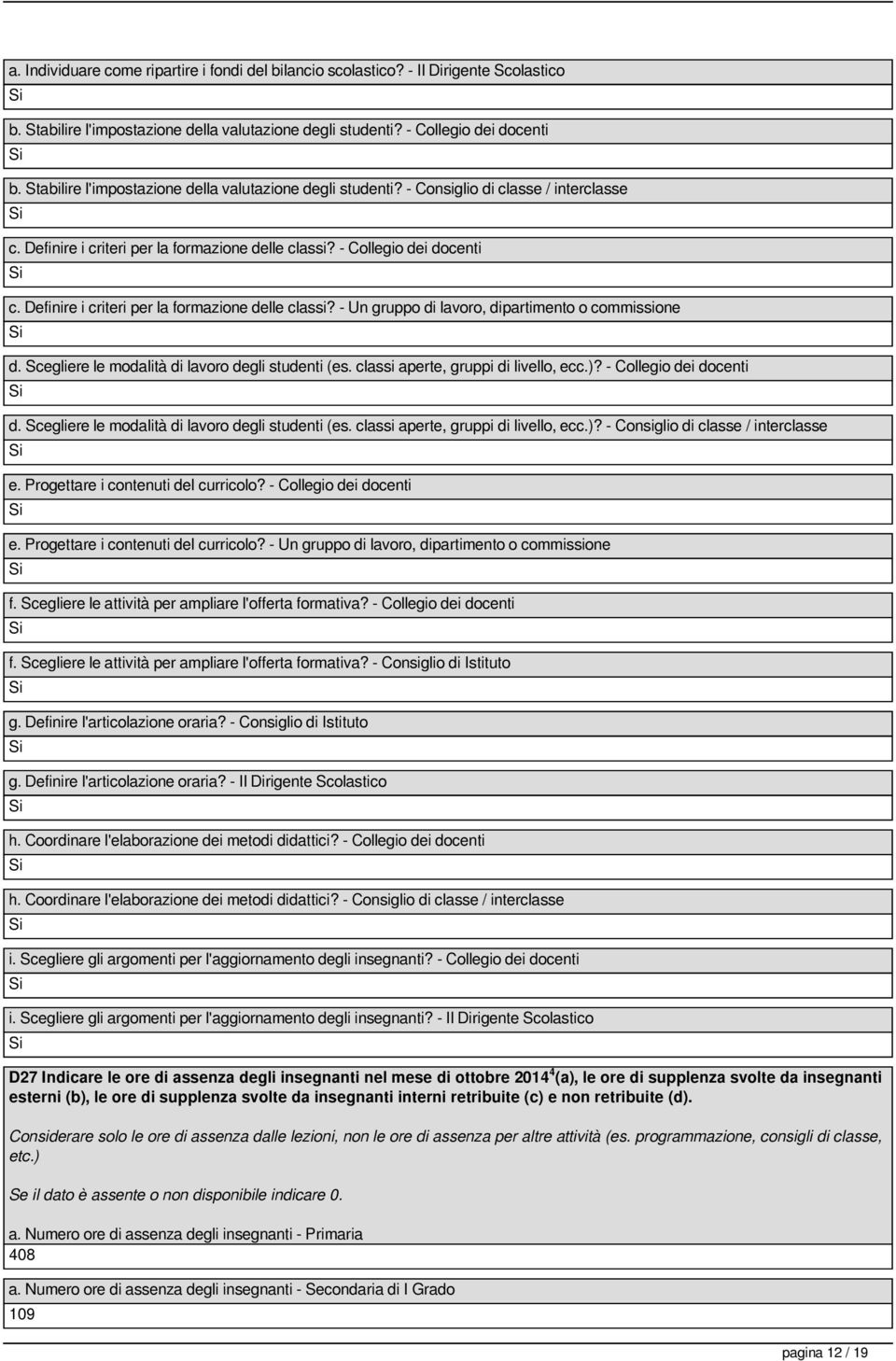 Definire i criteri per la formazione delle classi? - Un gruppo di lavoro, dipartimento o commissione d. Scegliere le modalità di lavoro degli studenti (es. classi aperte, gruppi di livello, ecc.)?