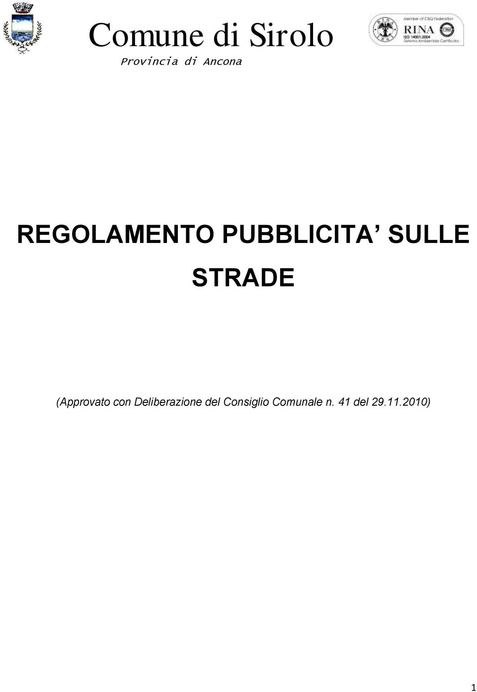 STRADE (Approvato con Deliberazione
