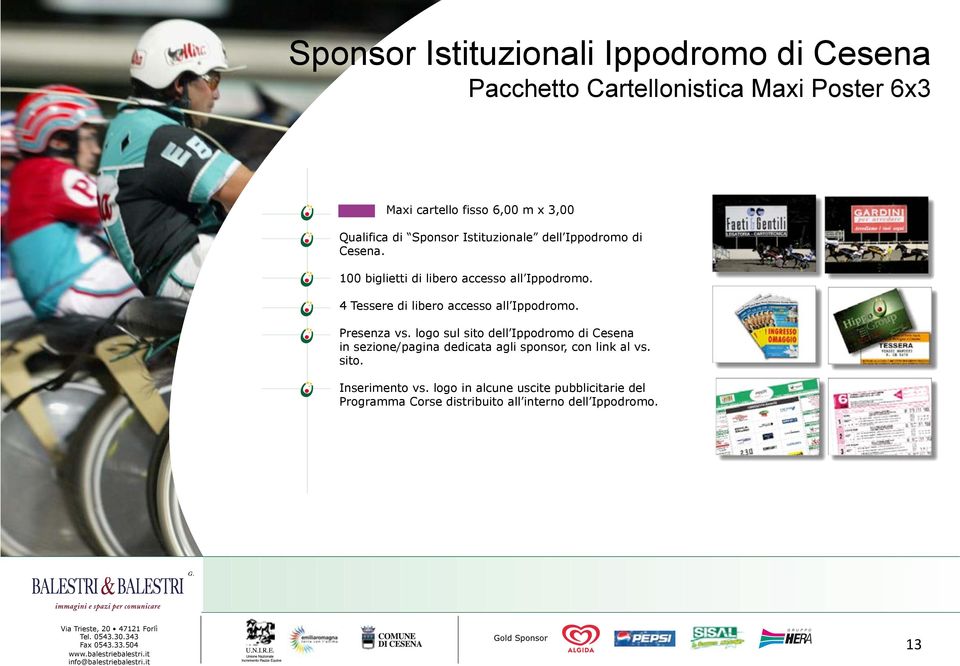 logo sul sito dell Ippodromo di Cesena in sezione/pagina dedicata agli sponsor, con link al vs. sito. Inserimento vs.