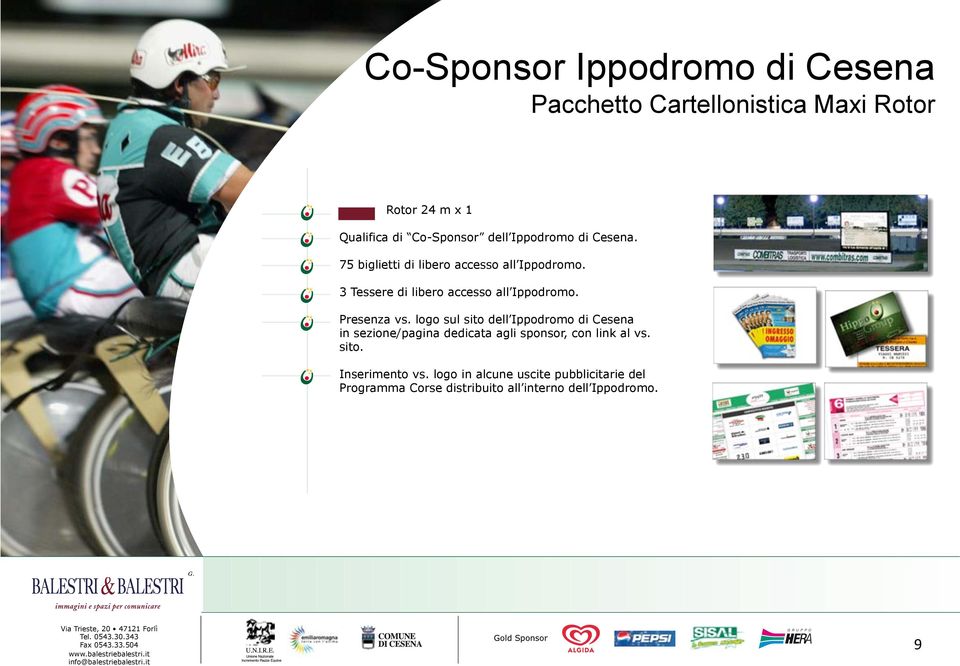 logo sul sito dell Ippodromo di Cesena in sezione/pagina dedicata agli sponsor, con link al vs. sito. Inserimento vs.