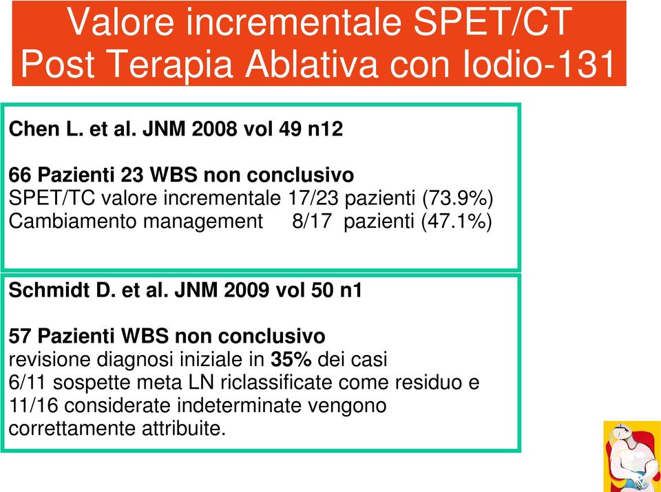 9%) Cambiamento management 8/17 pazienti (47.1%) Schmidt D. et al.