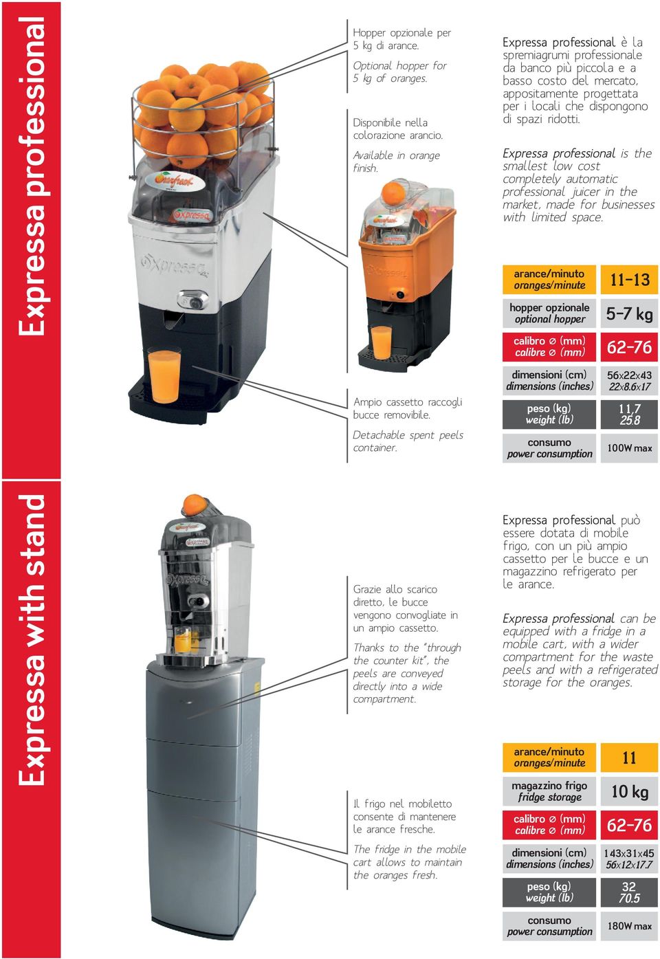 Expressa professional is the smallest low cost completely automatic professional juicer in the market, made for businesses with limited space.