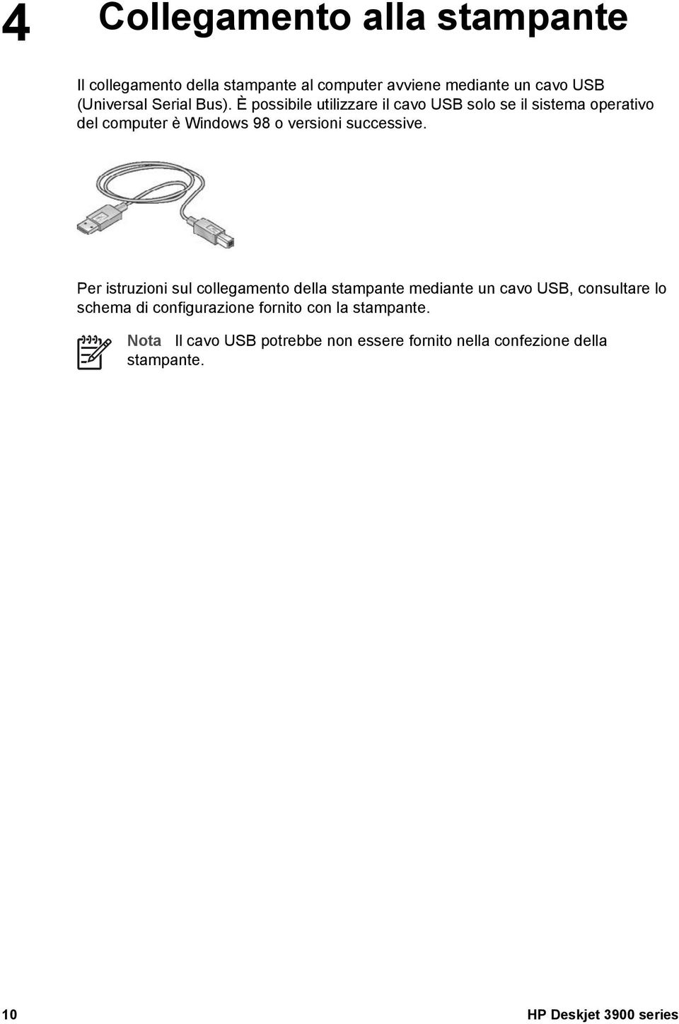 È possibile utilizzare il cavo USB solo se il sistema operativo del computer è Windows 98 o versioni successive.