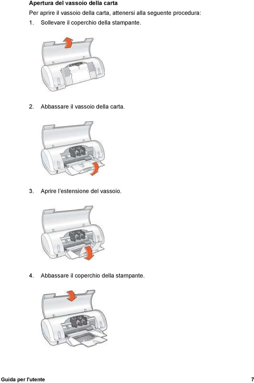 Sollevare il coperchio della stampante. 2.