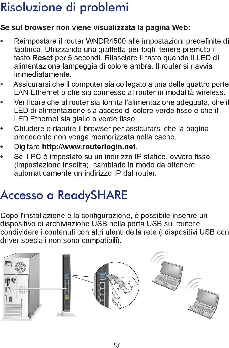 Assicurarsi che il computer sia collegato a una delle quattro porte LAN Ethernet o che sia connesso al router in modalità wireless.