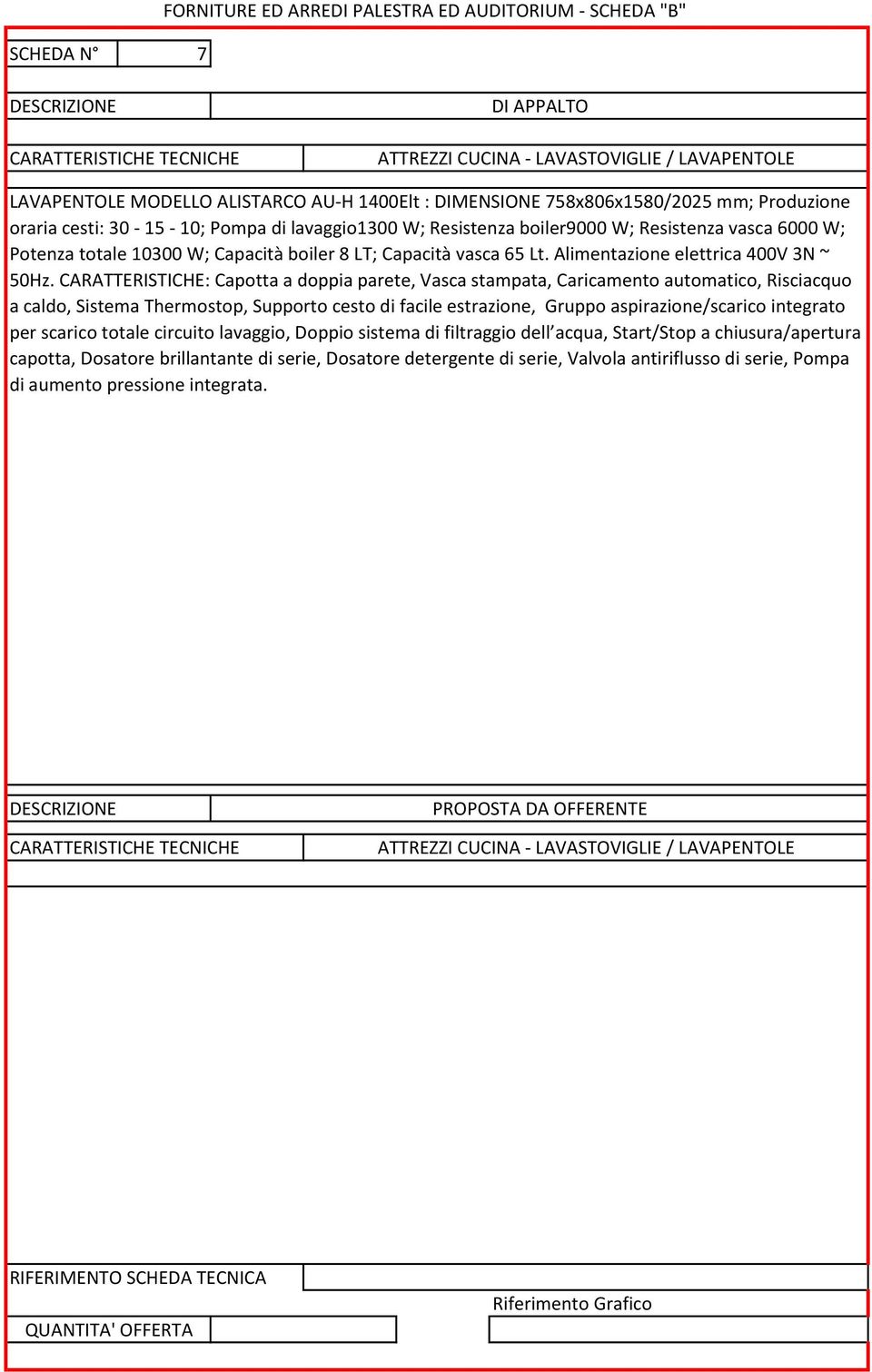 CARATTERISTICHE: Capotta a doppia parete, Vasca stampata, Caricamento automatico, Risciacquo a caldo, Sistema Thermostop, Supporto cesto di facile estrazione, Gruppo aspirazione/scarico integrato per