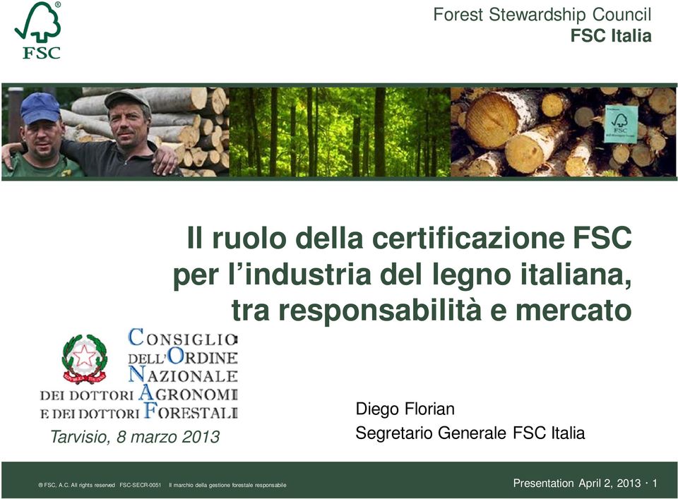 marzo 2013 Diego Florian Segretario Generale FSC,