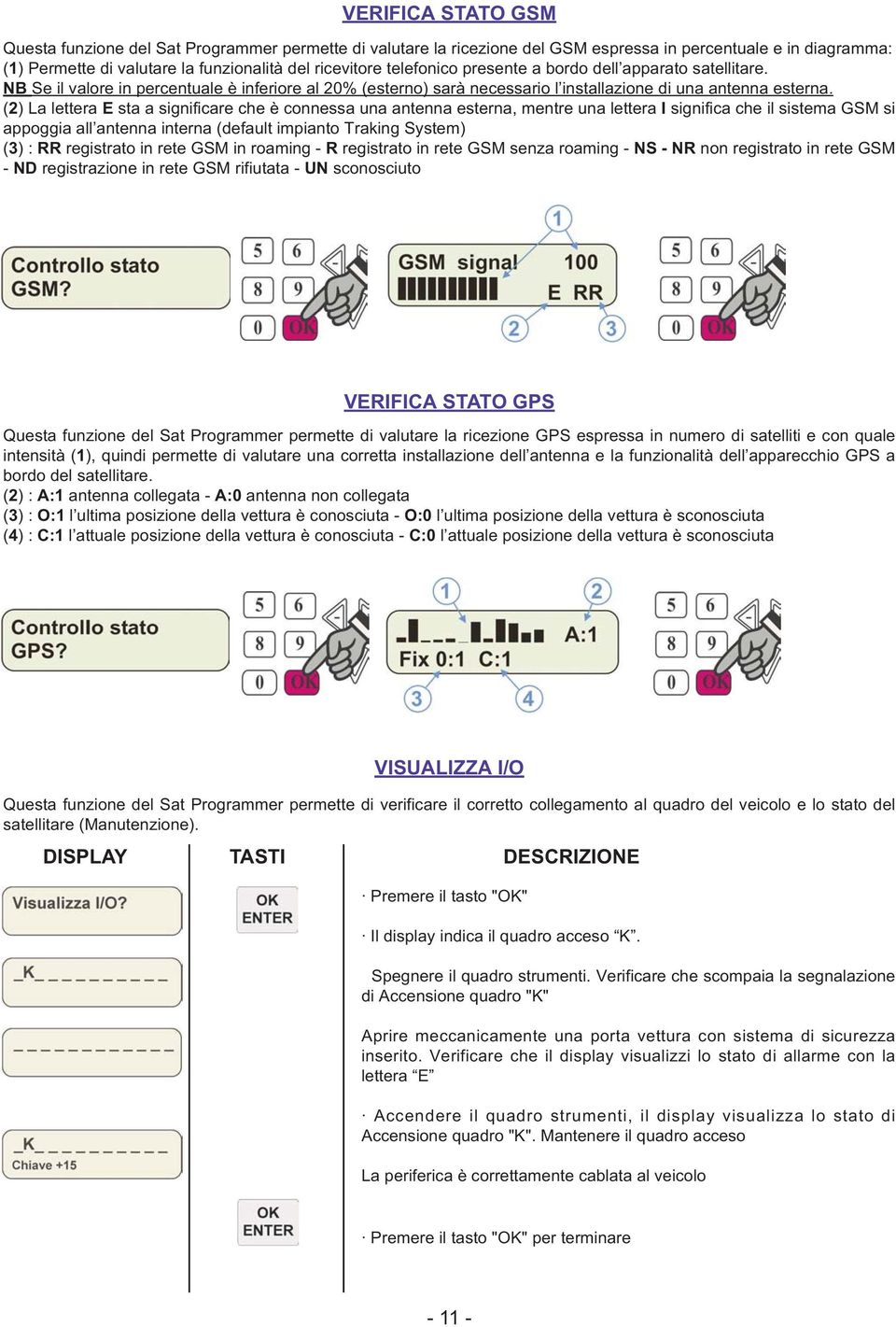 (2) La lettera E sta a significare che è connessa una antenna esterna, mentre una lettera I significa che il sistema GSM si appoggia all antenna interna (default impianto Traking System) (3) : RR