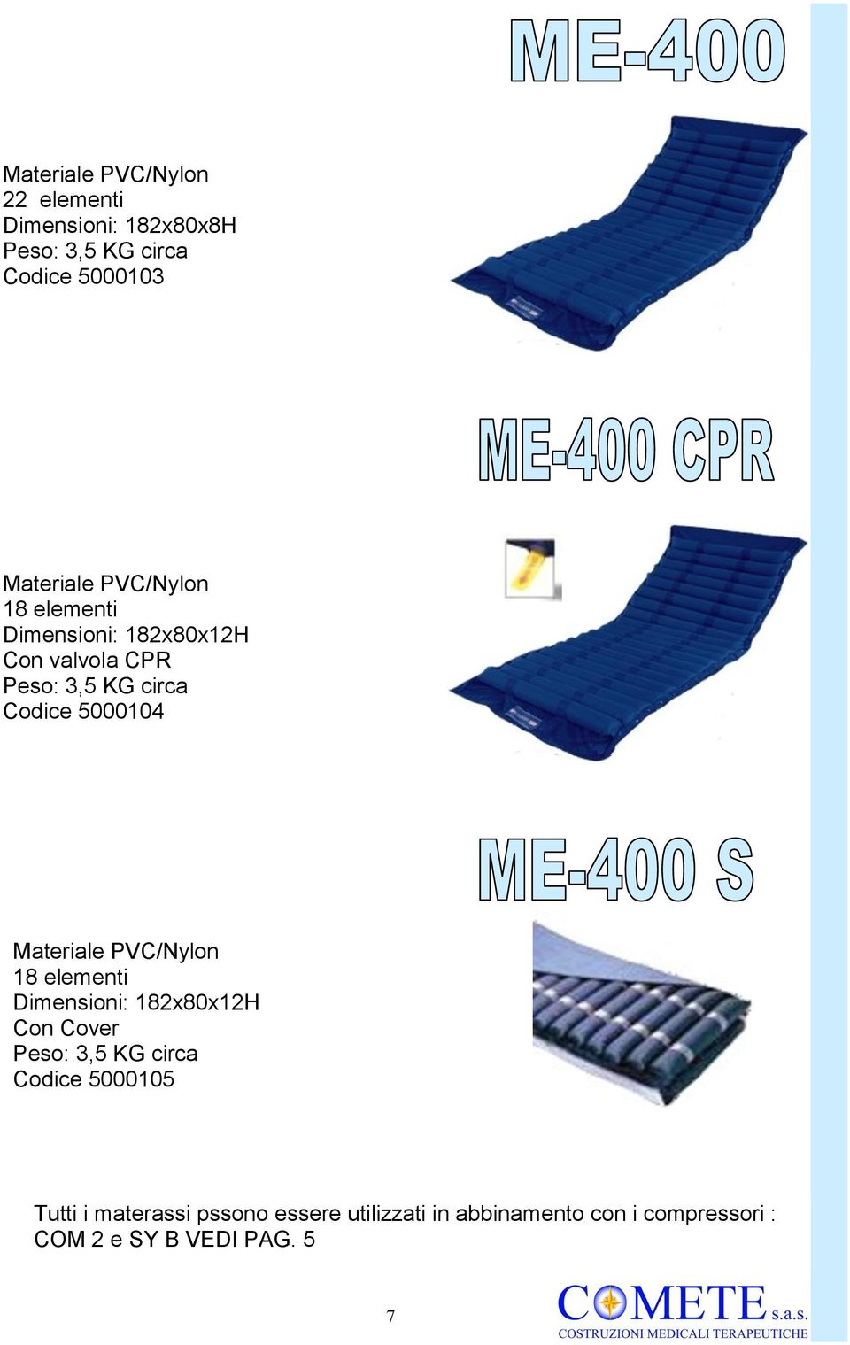 Materiale PVC/Nylon 18 elementi Dimensioni: 182x80x12H Con Cover Peso: 3,5 KG circa Codice 5000105