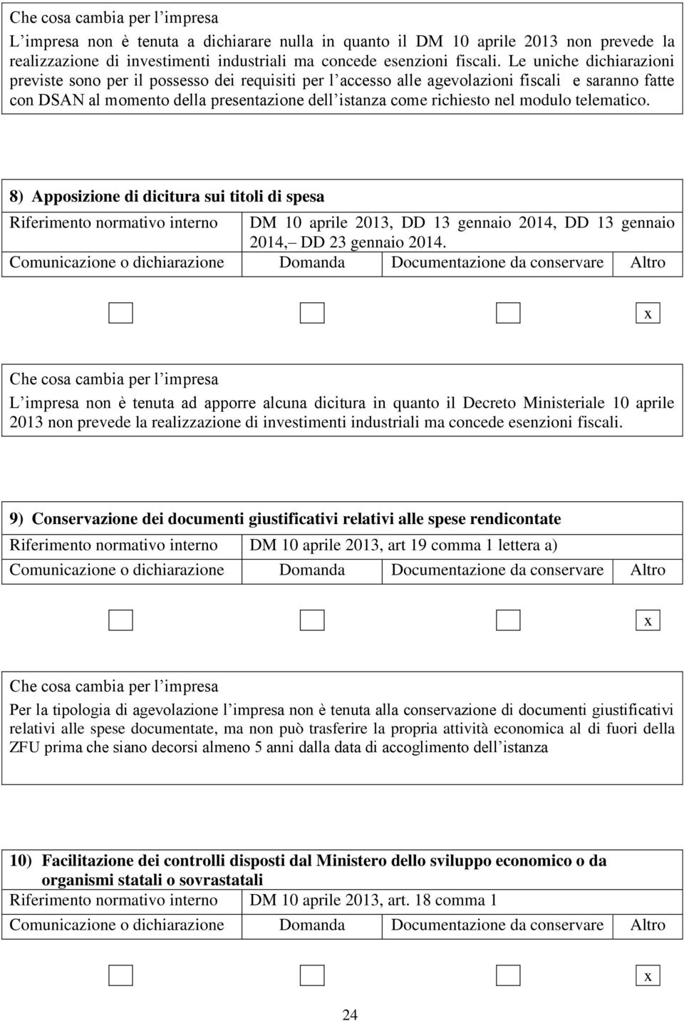 modulo telematico. 8) Apposizione di dicitura sui titoli di spesa Riferimento normativo interno DM 10 aprile 2013, DD 13 gennaio 2014, DD 13 gennaio 2014, DD 23 gennaio 2014.