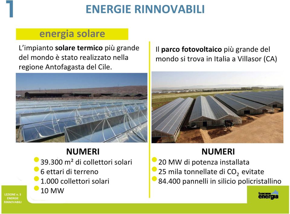 Il parco fotovoltaico più grande del mondo si trova in Italia a Villasor (CA) NUMERI 39.