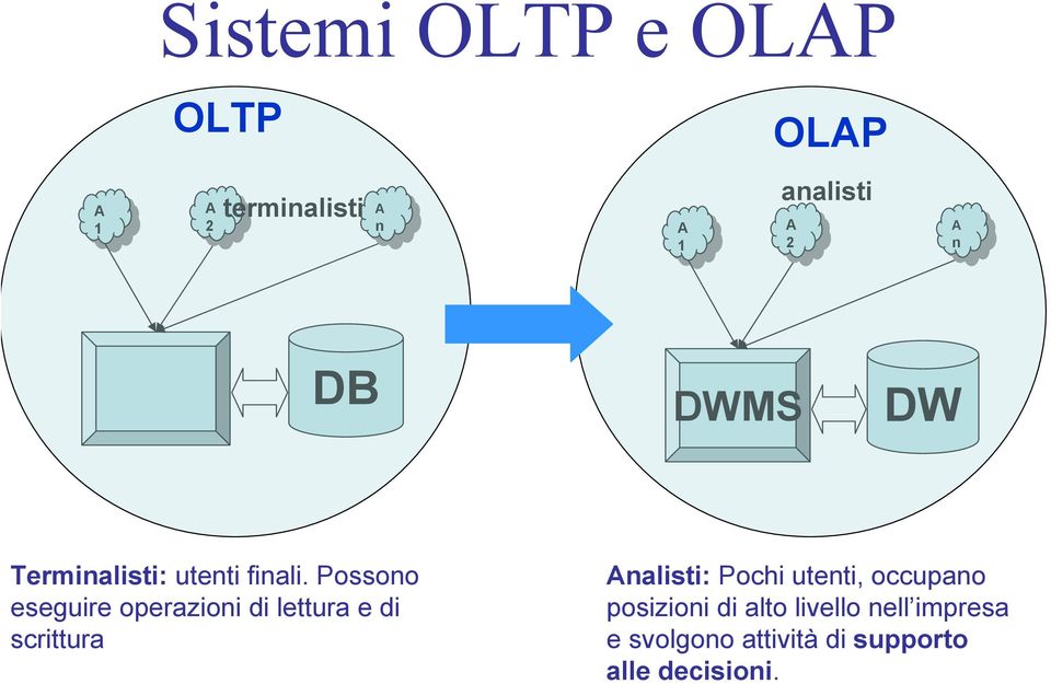 Possono eseguire operazioni di lettura e di scrittura Analisti: Pochi utenti,