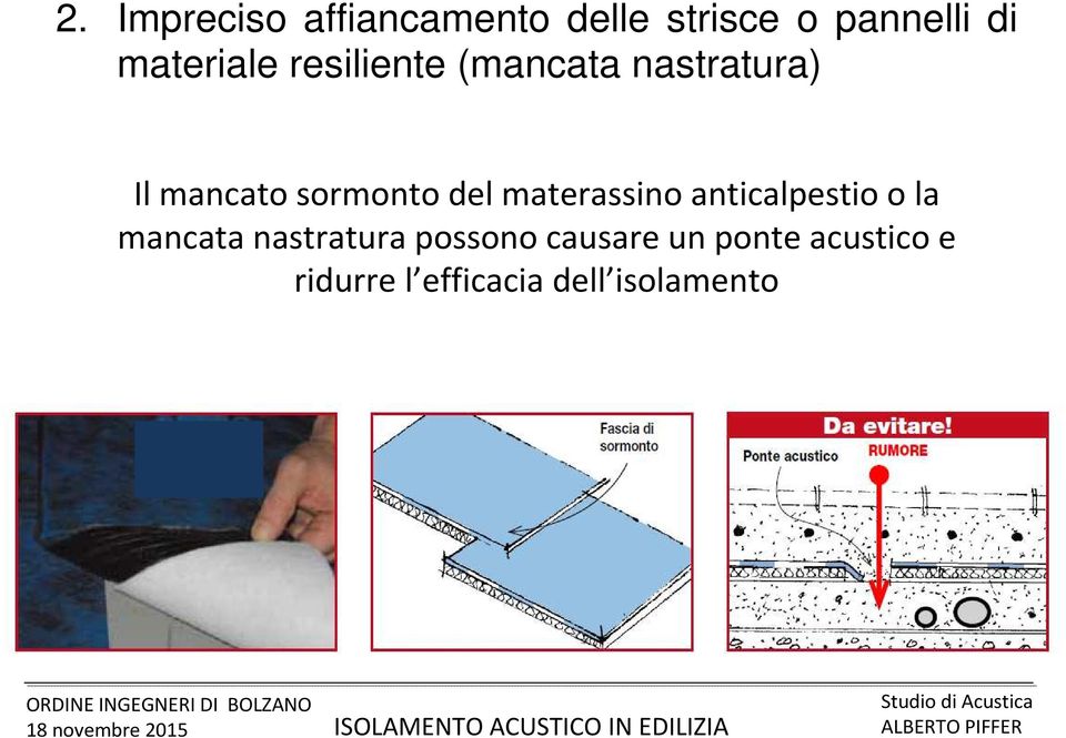 sormonto del materassino anticalpestio o la mancata