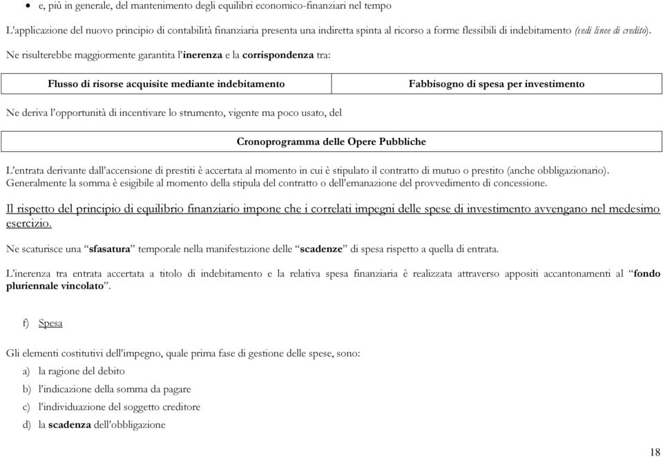 Ne risulterebbe maggiormente garantita l inerenza e la corrispondenza tra: Flusso di risorse acquisite mediante indebitamento Fabbisogno di spesa per investimento Ne deriva l opportunità di