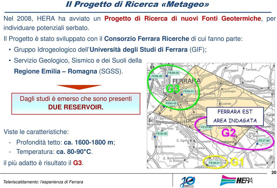 Il Progetto è stato sviluppato con il Consorzio Ferrara Ricerche di cui fanno parte: Gruppo Idrogeologico dell Università degli Studi di